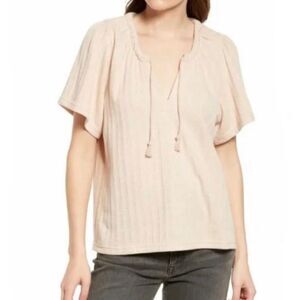 Madewell Pink Tie Neck Top